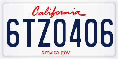 CA license plate 6TZO406