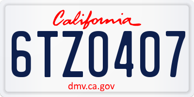 CA license plate 6TZO407