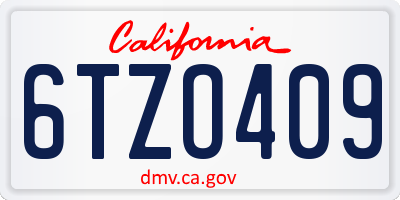 CA license plate 6TZO409