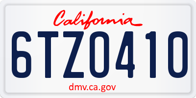 CA license plate 6TZO410