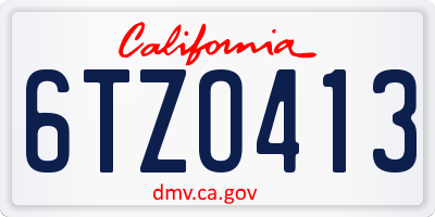 CA license plate 6TZO413