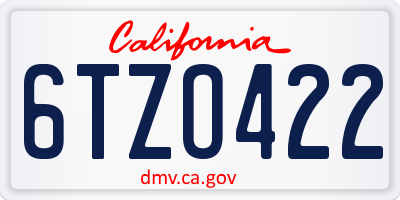 CA license plate 6TZO422