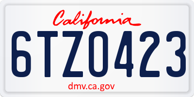 CA license plate 6TZO423