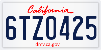 CA license plate 6TZO425