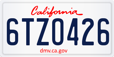 CA license plate 6TZO426