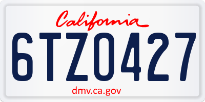 CA license plate 6TZO427