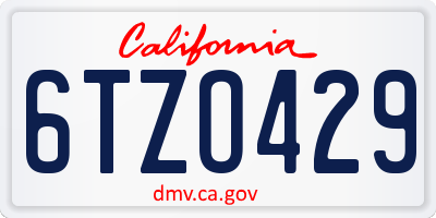 CA license plate 6TZO429