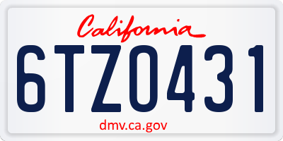 CA license plate 6TZO431
