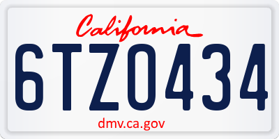 CA license plate 6TZO434