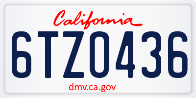CA license plate 6TZO436
