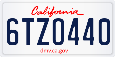 CA license plate 6TZO440