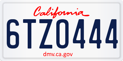 CA license plate 6TZO444