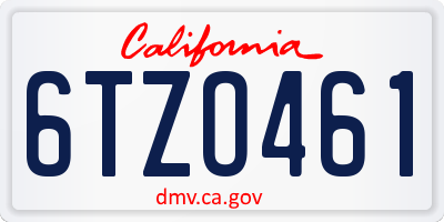 CA license plate 6TZO461