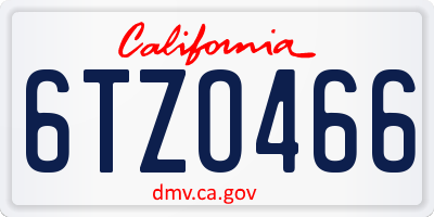 CA license plate 6TZO466