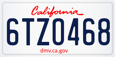 CA license plate 6TZO468