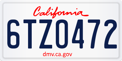 CA license plate 6TZO472