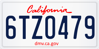 CA license plate 6TZO479