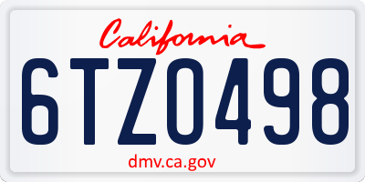 CA license plate 6TZO498
