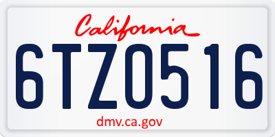 CA license plate 6TZO516