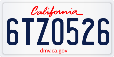 CA license plate 6TZO526
