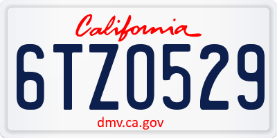 CA license plate 6TZO529