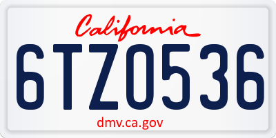 CA license plate 6TZO536