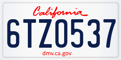 CA license plate 6TZO537