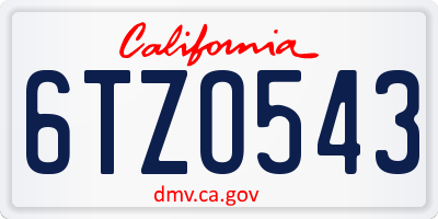CA license plate 6TZO543
