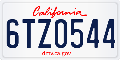 CA license plate 6TZO544