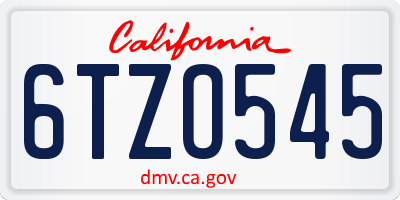 CA license plate 6TZO545