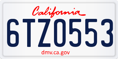 CA license plate 6TZO553