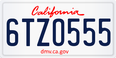 CA license plate 6TZO555