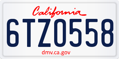 CA license plate 6TZO558