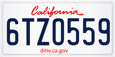 CA license plate 6TZO559