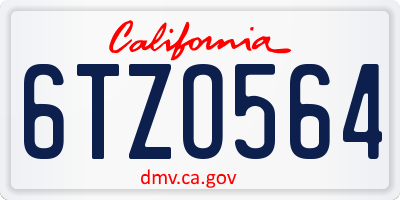 CA license plate 6TZO564
