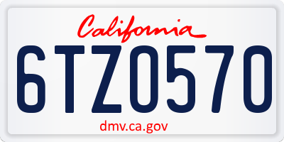CA license plate 6TZO570