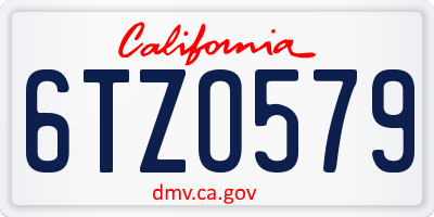 CA license plate 6TZO579