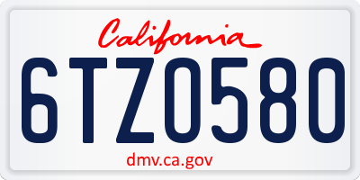 CA license plate 6TZO580