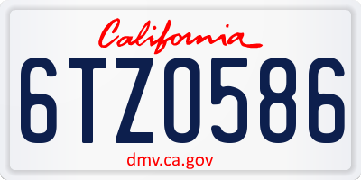 CA license plate 6TZO586