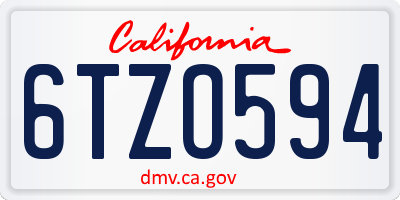 CA license plate 6TZO594