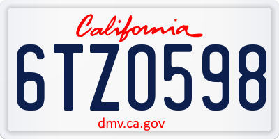 CA license plate 6TZO598