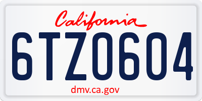 CA license plate 6TZO604