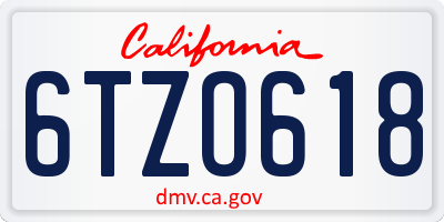 CA license plate 6TZO618