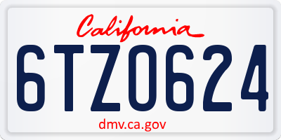 CA license plate 6TZO624