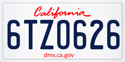 CA license plate 6TZO626