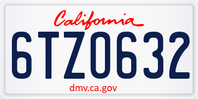 CA license plate 6TZO632