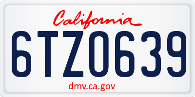 CA license plate 6TZO639