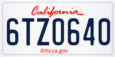 CA license plate 6TZO640