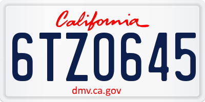 CA license plate 6TZO645
