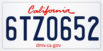 CA license plate 6TZO652